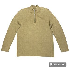 Men's EXPRESS Mock Neck Zip-up Ribbed Sweater‎ Mustard Yellow- Size XL